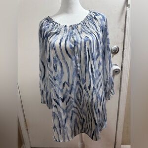 Chico's Blue and White Striped Top